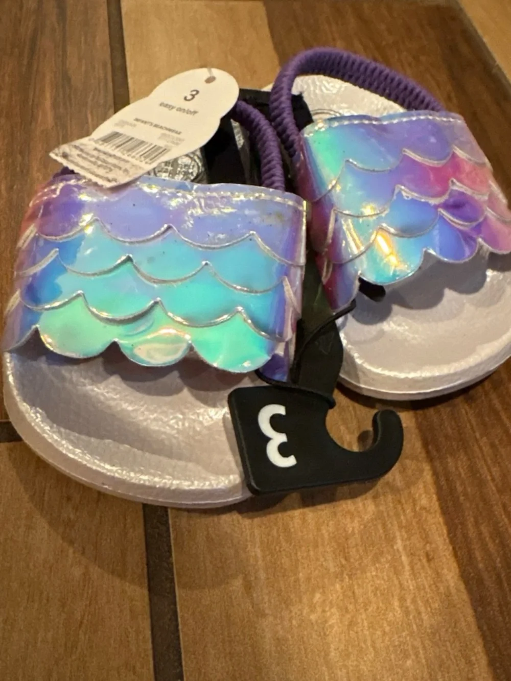 wonder nation Iridescent Mermaid Scale Sandals in Purple & Teal